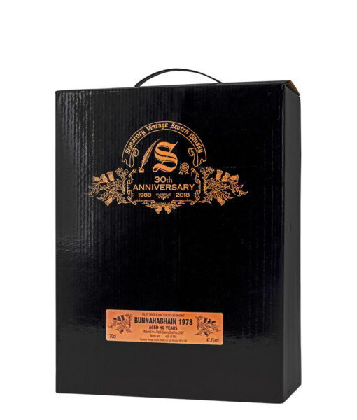 Signatory Vintage BUNNAHABHAIN 40 Years Old 30th ANNIVERSARY 1978 478 Vol. 07l in Holzkiste 2 poharral 3